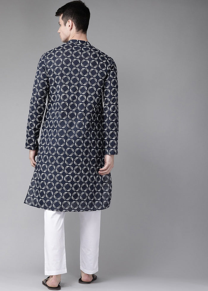 Navy Blue Straight Kurta VDVSD27102082 - Indian Silk House Agencies