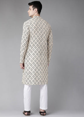 Beige And Black Hand Block Print Sustainable Straight Kurta VDVSD0502 - Indian Silk House Agencies