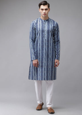 Blue Printed Straight Kurta VDVSD0513 - Indian Silk House Agencies