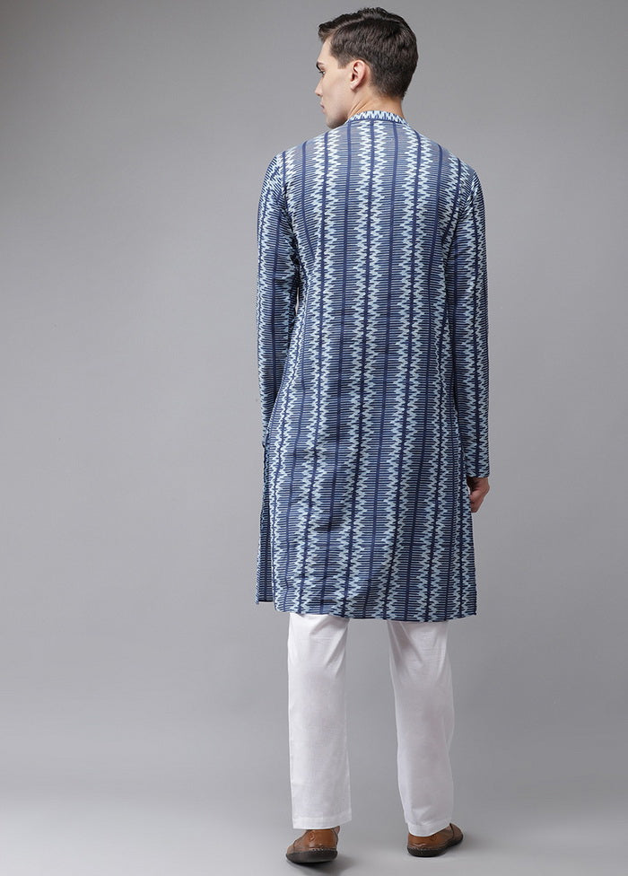 Blue Printed Straight Kurta VDVSD0513 - Indian Silk House Agencies