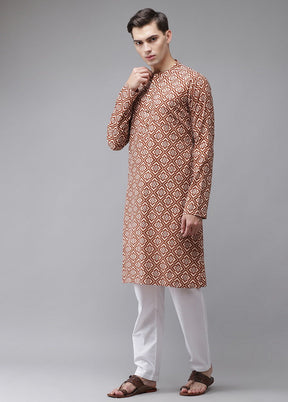 2 Pc Beige Pure Cotton Kurta Pajama Set VDVSD200182 - Indian Silk House Agencies
