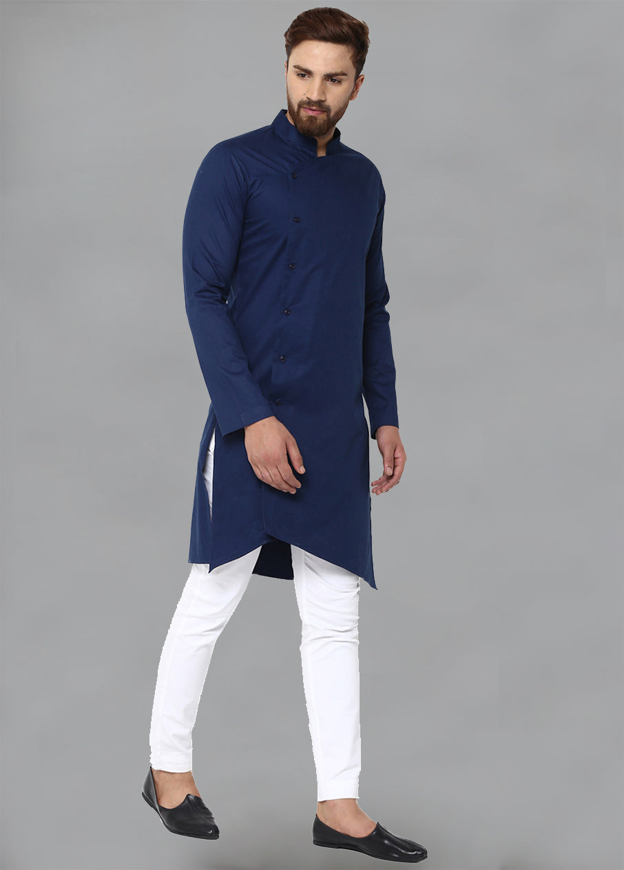 Blue Color Solid Cotton Kurta VDVSD0137 - Indian Silk House Agencies