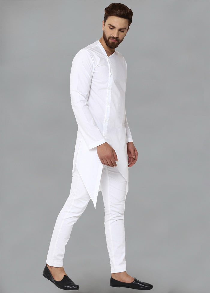 White Color Solid Cotton Kurta VDVSD0164 - Indian Silk House Agencies