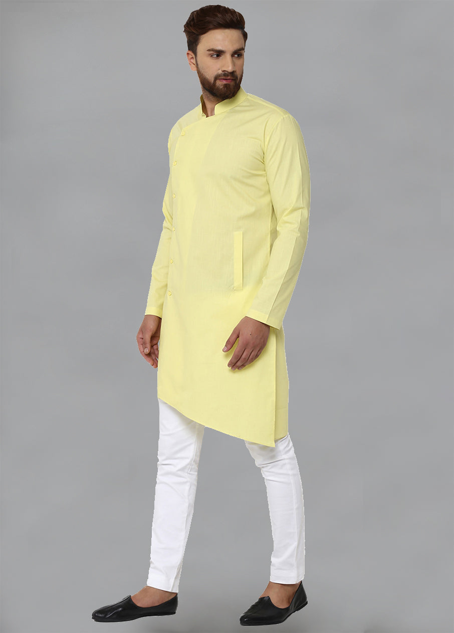 Yellow Color Solid Cotton Kurta VDVSD0166 - Indian Silk House Agencies