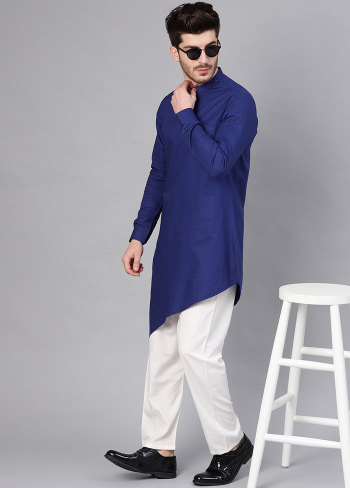 Blue Color Solid Cotton Kurta VDVSD0346 - Indian Silk House Agencies