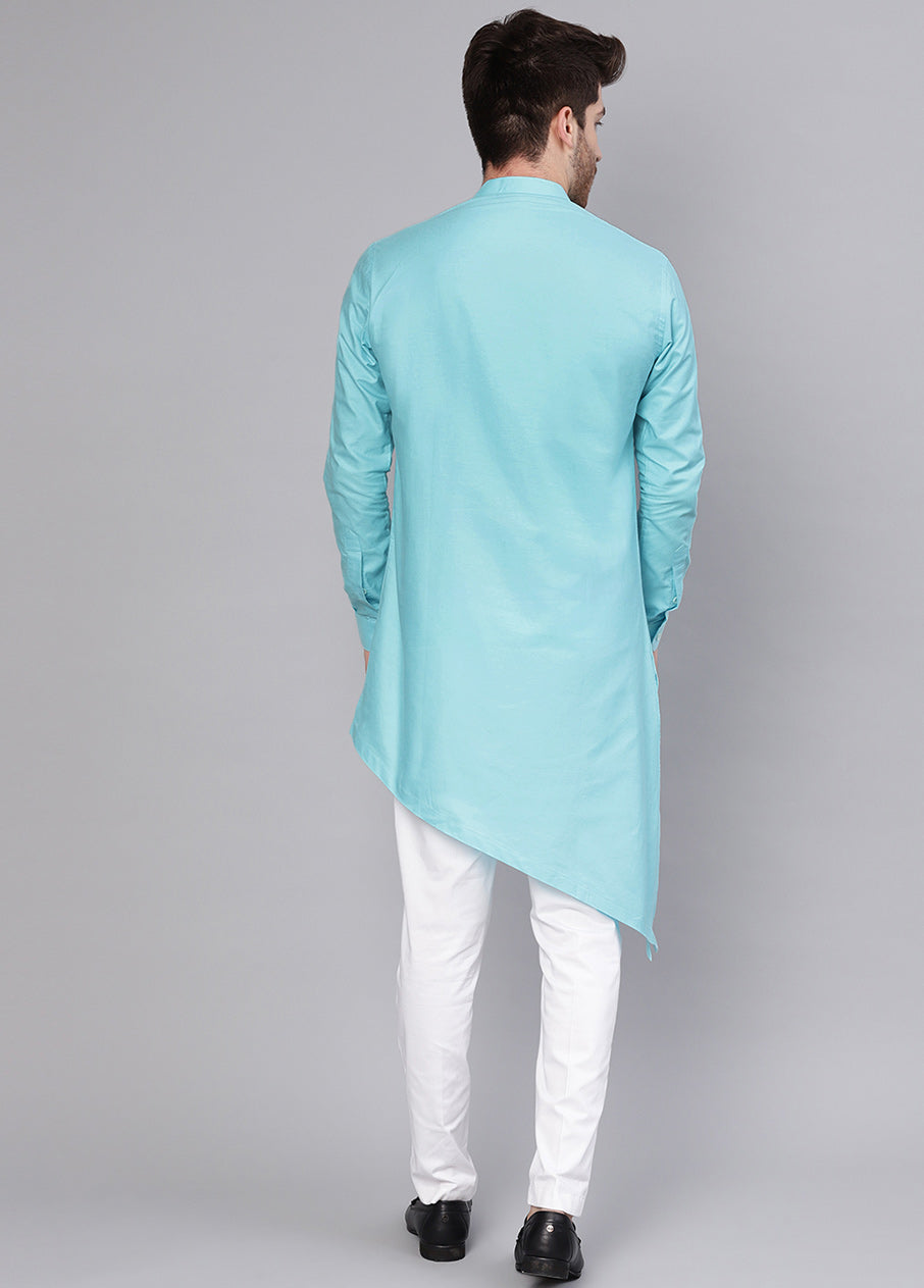 Blue Color Solid Cotton Kurta VDVSD0354 - Indian Silk House Agencies