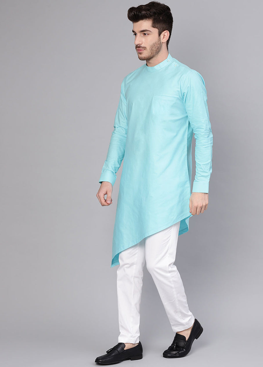 Blue Color Solid Cotton Kurta VDVSD0354 - Indian Silk House Agencies