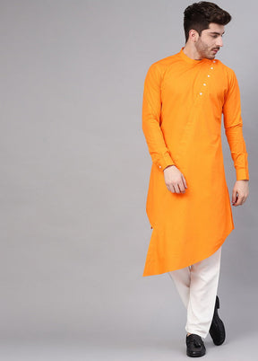 Orange Color Solid Cotton Kurta VDVSD0373 - Indian Silk House Agencies