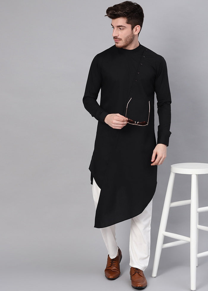 Black Color Solid Cotton Kurta VDVSD0375 - Indian Silk House Agencies