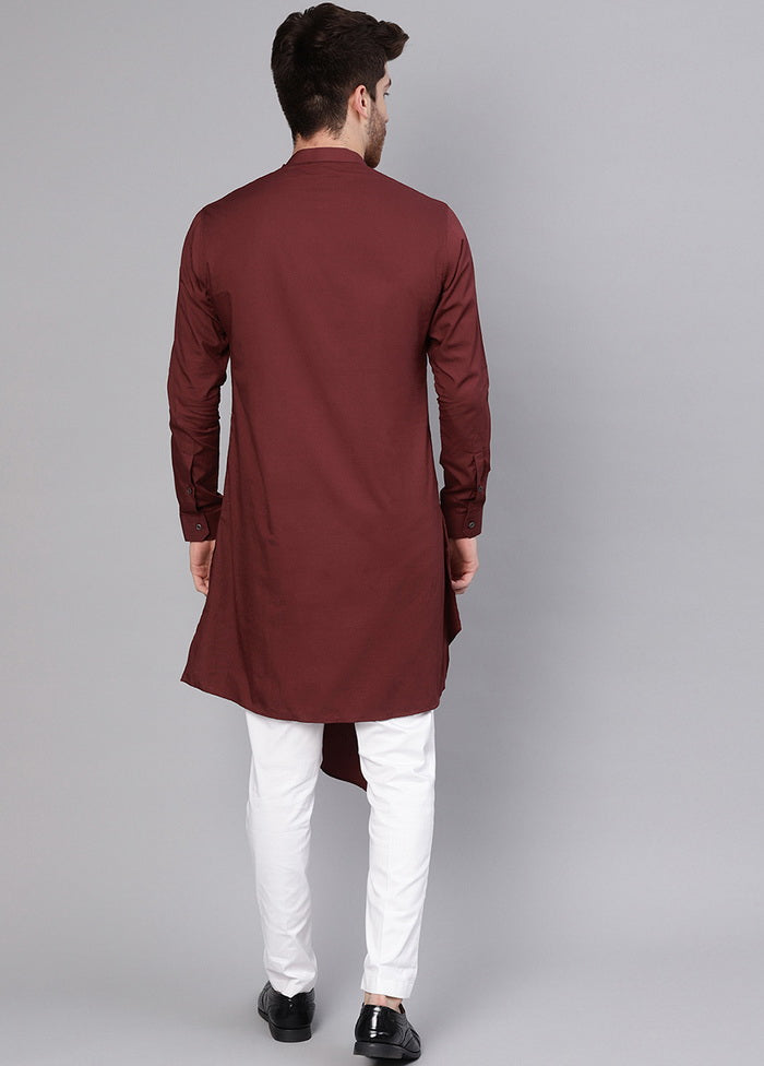 Maroon Color Solid Cotton Kurta VDVSD0377 - Indian Silk House Agencies