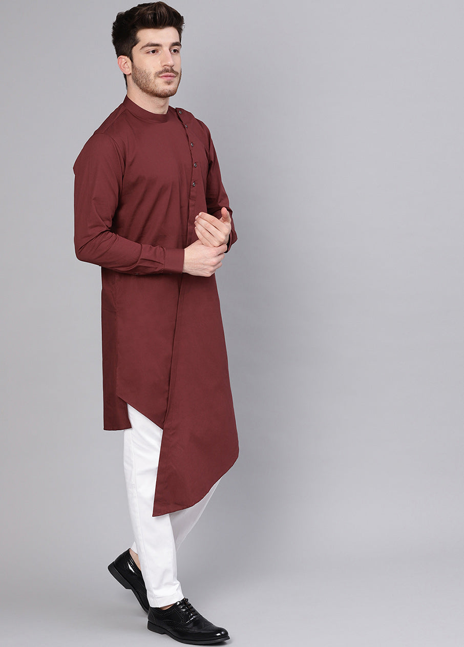 Maroon Color Solid Cotton Kurta VDVSD0377 - Indian Silk House Agencies