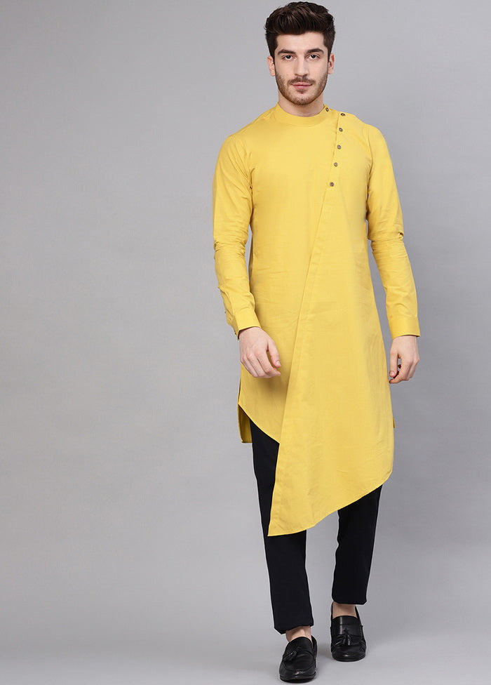 Yellow Color Solid Cotton Kurta VDVSD0381 - Indian Silk House Agencies