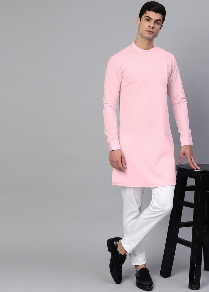 Cotton Full Sleeve Solid Pink Kurta VDVSD0447 - Indian Silk House Agencies