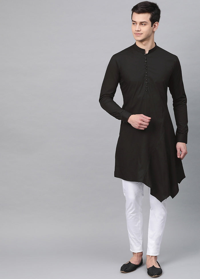 Black Color Solid Cotton Kurta VDVSD0477 - Indian Silk House Agencies