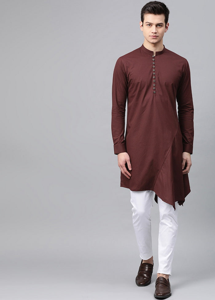 Burgundy Color Solid Cotton Kurta VDVSD0478 - Indian Silk House Agencies