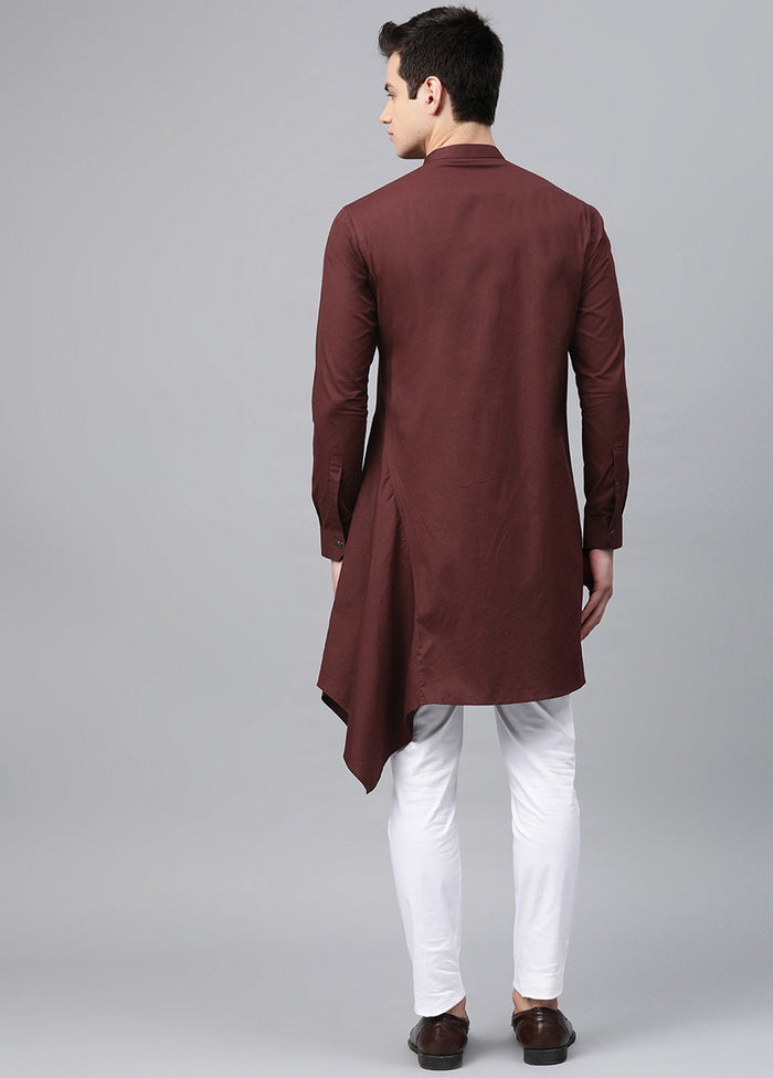 Burgundy Color Solid Cotton Kurta VDVSD0478 - Indian Silk House Agencies