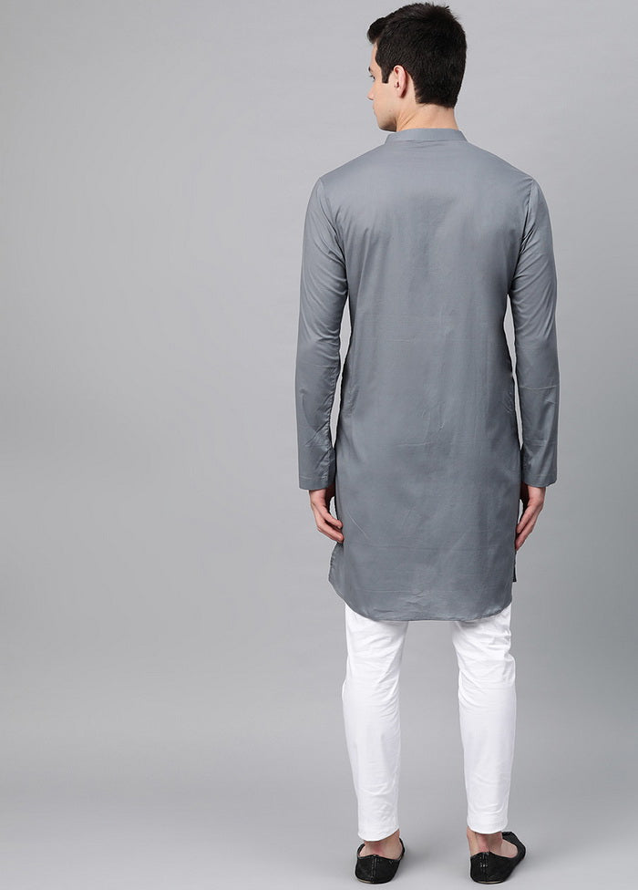 Grey Embroidered Straight Kurta VDVSD0484 - Indian Silk House Agencies