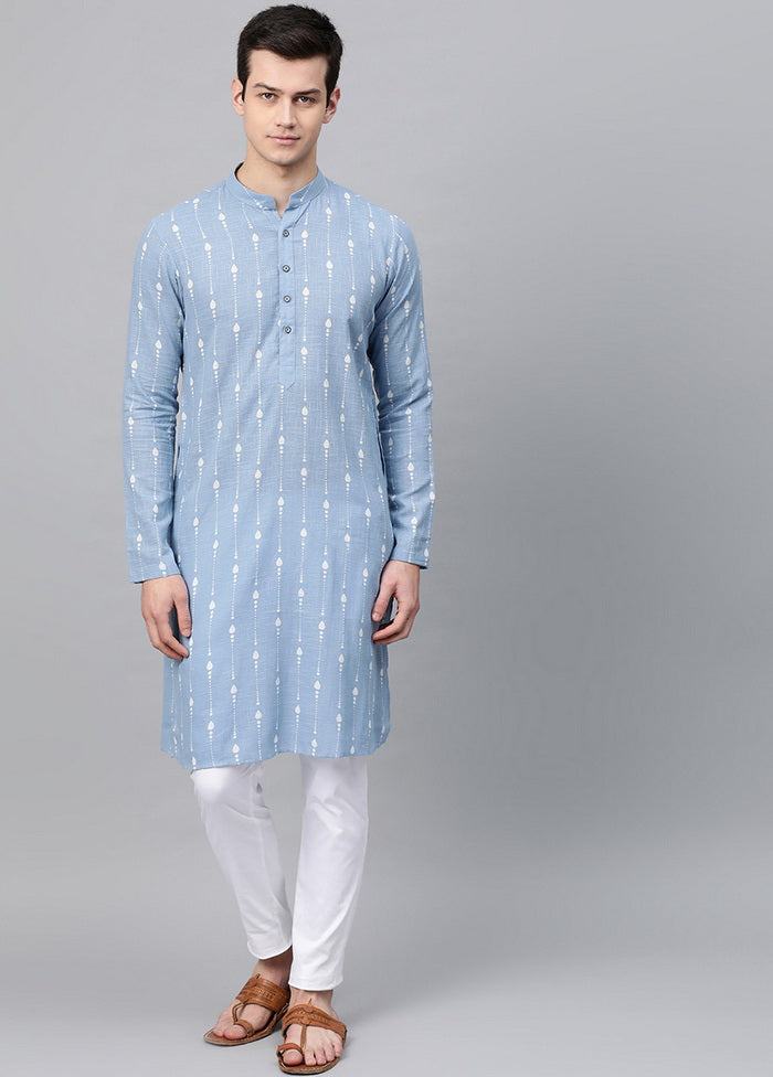 Blue Printed Straight Kurta VDVSD0490 - Indian Silk House Agencies