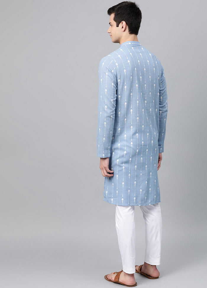 Blue Printed Straight Kurta VDVSD0490 - Indian Silk House Agencies