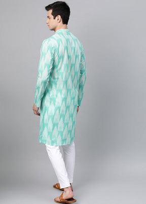 Turquoise Blue Printed Straight Kurta VDVSD0491 - Indian Silk House Agencies