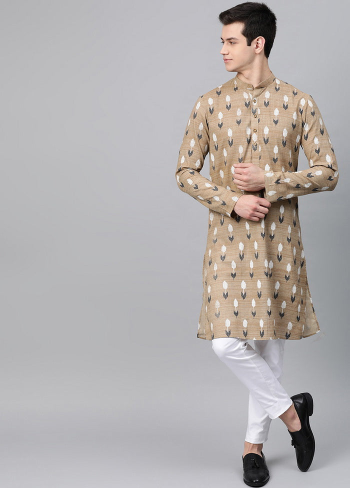 Beige Printed Straight Kurta VDVSD0494 - Indian Silk House Agencies