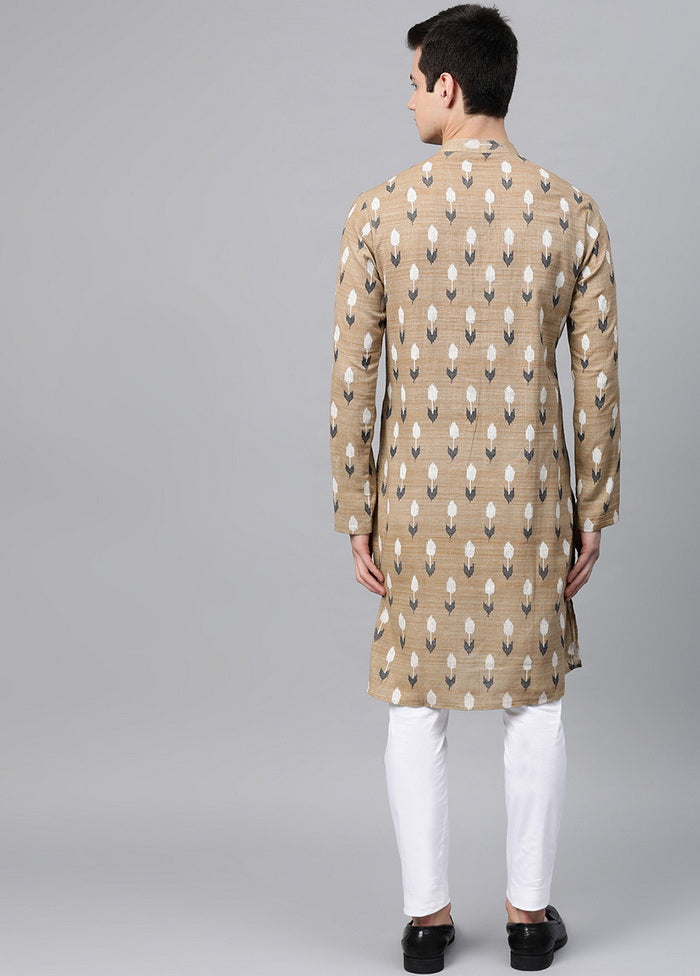 Beige Printed Straight Kurta VDVSD0494 - Indian Silk House Agencies