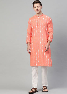 Peach Pure Cotton Straight Kurta VDVSD03112021 - Indian Silk House Agencies