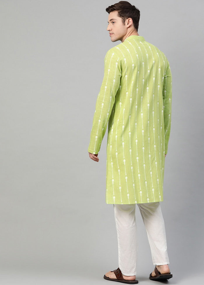 Lime Green Pure Cotton Straight Kurta VDVSD03112023 - Indian Silk House Agencies