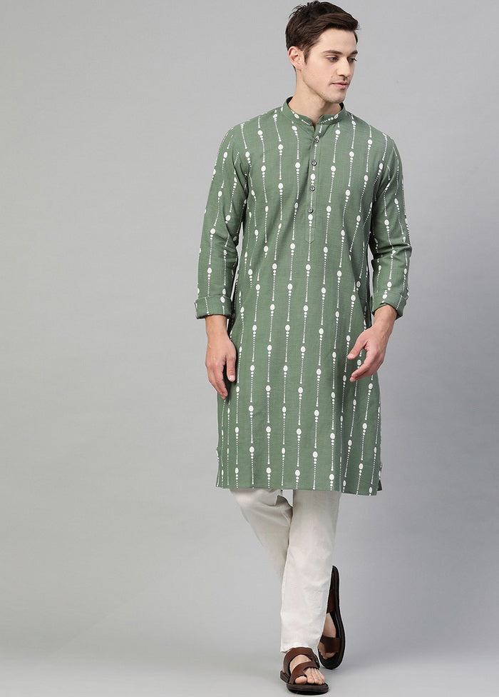 Green Pure Cotton Straight Kurta VDVSD03112024 - Indian Silk House Agencies