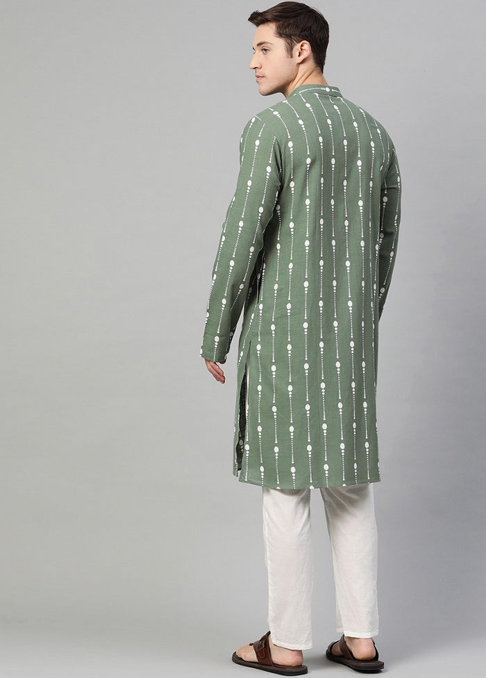 Green Pure Cotton Straight Kurta VDVSD03112024 - Indian Silk House Agencies