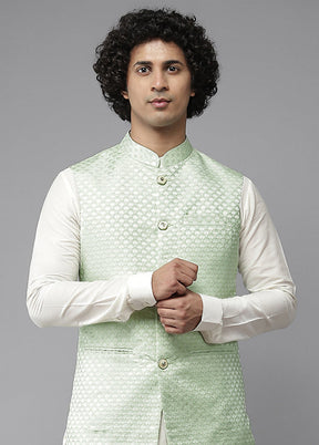 Green Silk Ethnic Jacket VDVSD1912304 - Indian Silk House Agencies