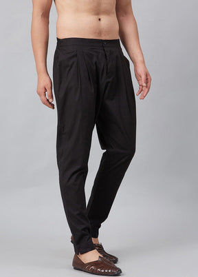 Black Pure Cotton Trouser Style Pajama - Indian Silk House Agencies