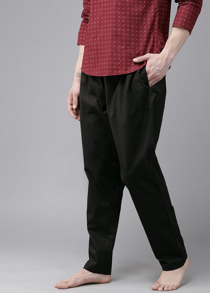 Black Pure Cotton Trouser Style Pajama - Indian Silk House Agencies