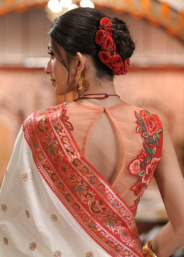 Red Designer Neck Designer Blouse