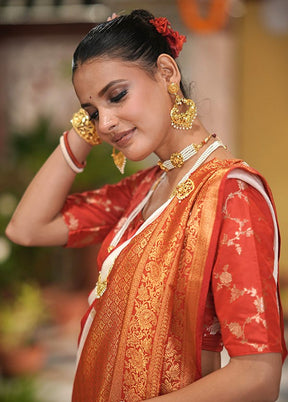 Red Round Neck Designer Blouse