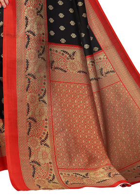 Black Dupion Silk Saree With Blouse Piece