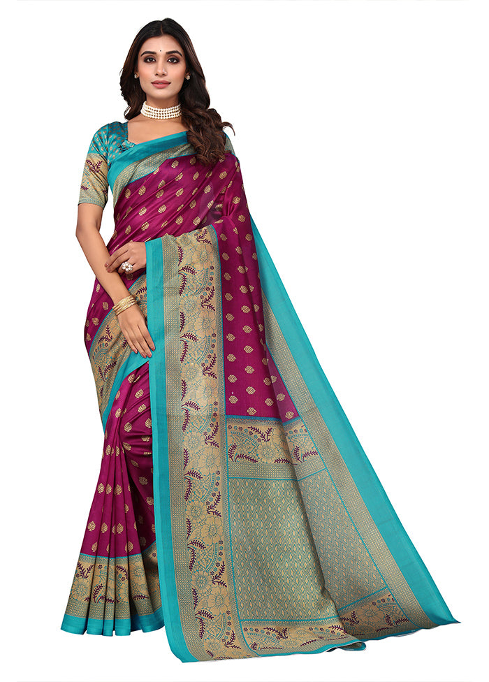 Purple Dupion Silk Saree With Blouse Piece