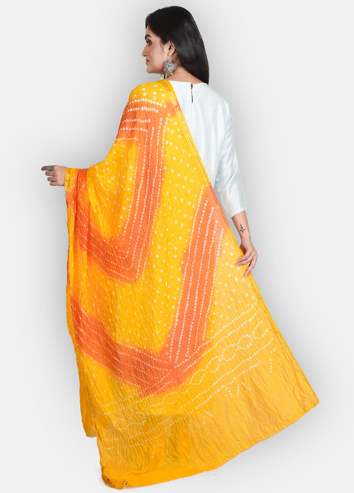 Yellow Blended Silk Embroidered Dupatta - Indian Silk House Agencies