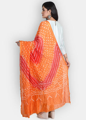 Orange Blended Silk Embroidered Dupatta - Indian Silk House Agencies