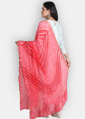 Pink Blended Silk Embroidered Dupatta - Indian Silk House Agencies