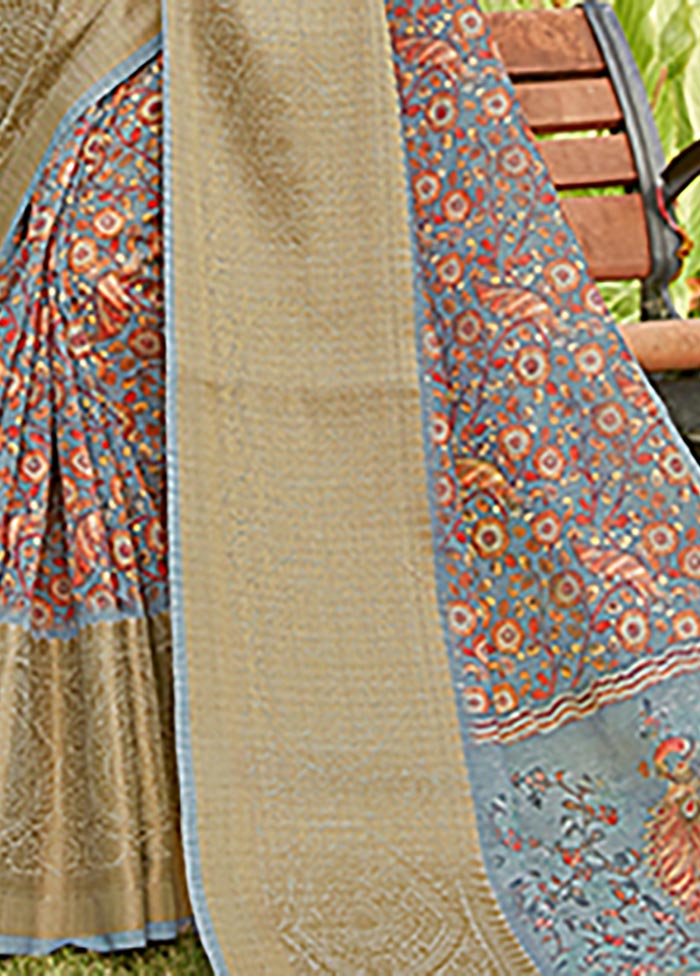 Grey Spun Silk Saree With Blouse Piece - Indian Silk House Agencies