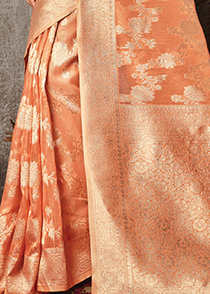 Orange Spun Silk Saree With Blouse Piece - Indian Silk House Agencies