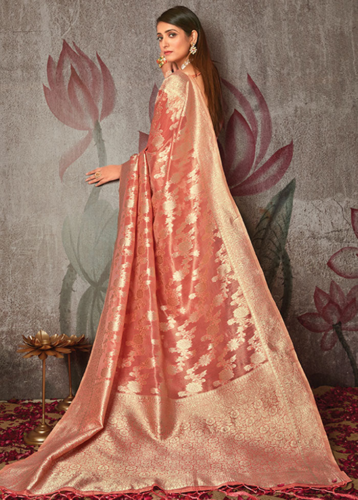 Pink Spun Silk Saree With Blouse Piece - Indian Silk House Agencies