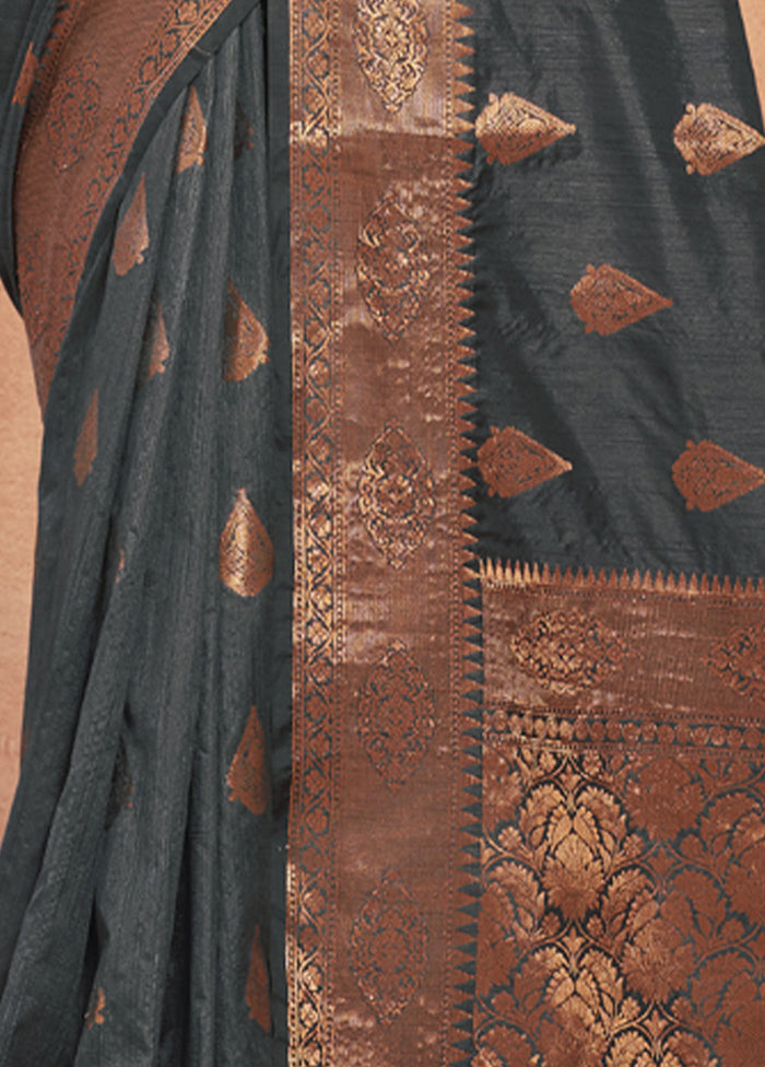 Grey Spun Silk Saree With Blouse Piece - Indian Silk House Agencies