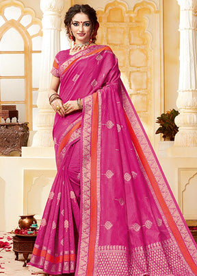 Pink Spun Silk Saree With Blouse Piece - Indian Silk House Agencies