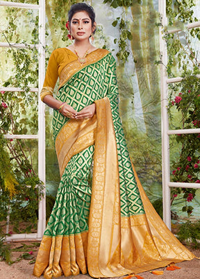 Gold Spun Silk Saree With Blouse Piece - Indian Silk House Agencies