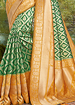 Gold Spun Silk Saree With Blouse Piece - Indian Silk House Agencies