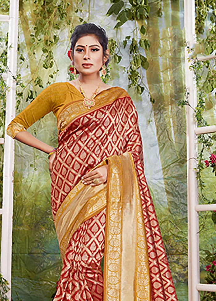 Gold Spun Silk Saree With Blouse Piece - Indian Silk House Agencies