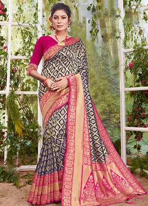 Pink Spun Silk Saree With Blouse Piece - Indian Silk House Agencies