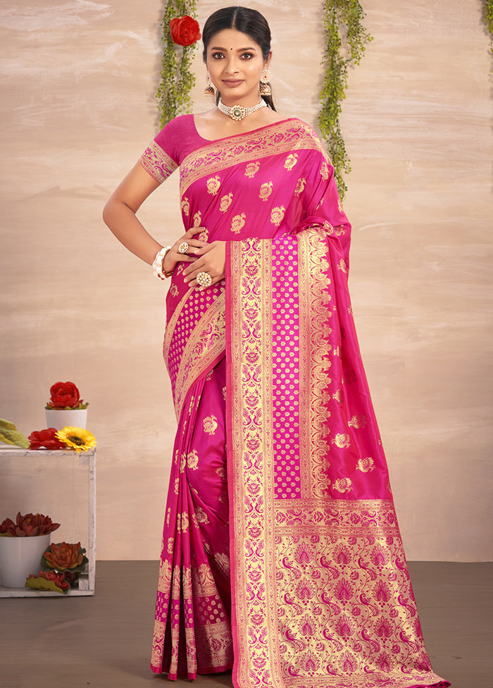 Pink Spun Silk Saree With Blouse Piece - Indian Silk House Agencies